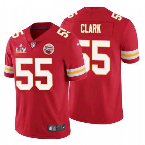 Men's Red Kansas City Chiefs #55 Frank Clark 2021 Super Bowl LV Stitched Jersey